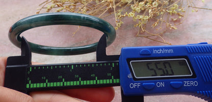 Certified Icy Green Burma 100% Natural A JADE Jadeite Circle Bangle Bracelet 55 mm 手镯 652051 TN