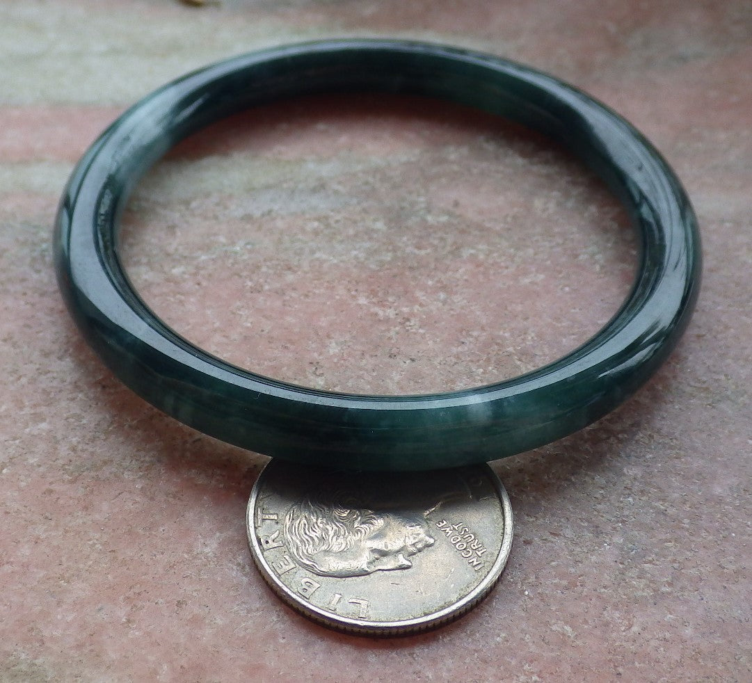Certified Icy Green Burma 100% Natural A JADE Jadeite Circle Bangle Bracelet 55 mm 手镯 652051 TN
