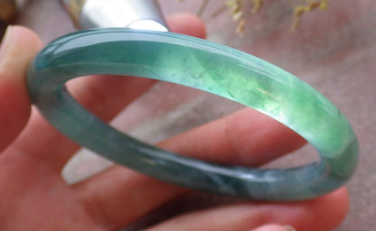 Certified Icy Green Burma 100% Natural A JADE Jadeite Circle Bangle Bracelet 56 mm 手镯 652063 TN