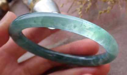 Certified Icy Green Burma 100% Natural A JADE Jadeite Circle Bangle Bracelet 56 mm 手镯 652063 TN