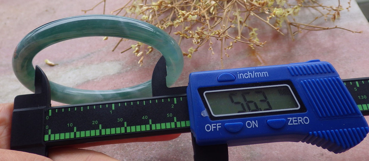 Certified Icy Green Burma 100% Natural A JADE Jadeite Circle Bangle Bracelet 56 mm 手镯 652063 TN