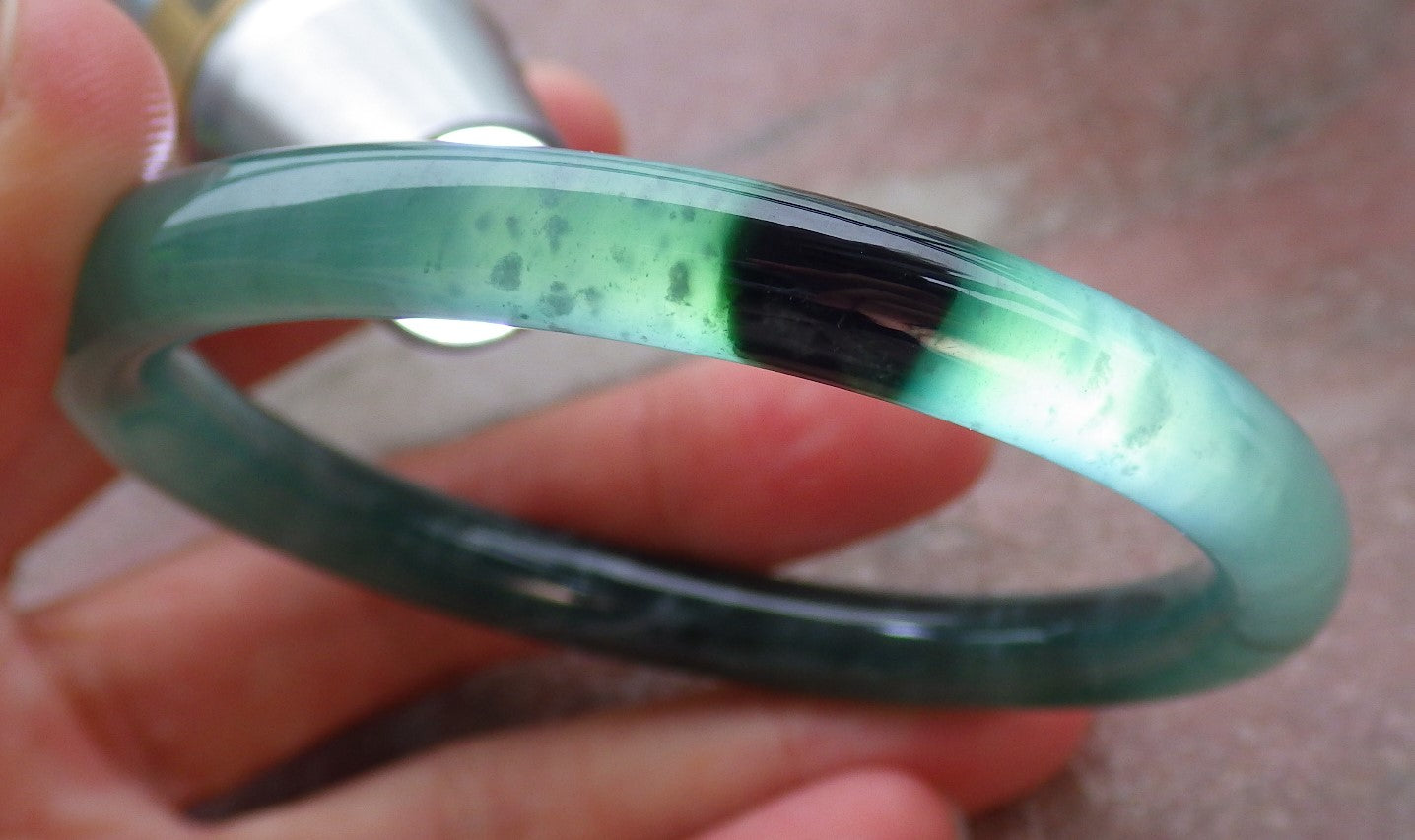 Certified Icy Green Burma 100% Natural A JADE Jadeite Circle Bangle Bracelet 57 mm 手镯 652100 TN