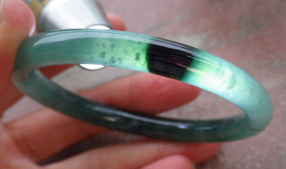 Certified Icy Green Burma 100% Natural A JADE Jadeite Circle Bangle Bracelet 57 mm 手镯 652100 TN