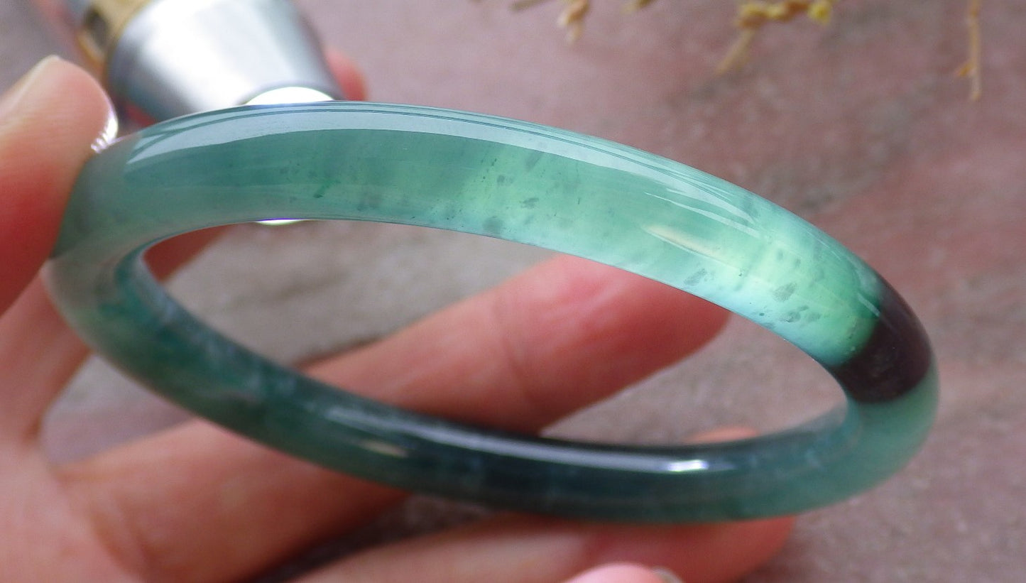 Certified Icy Green Burma 100% Natural A JADE Jadeite Circle Bangle Bracelet 57 mm 手镯 652100 TN