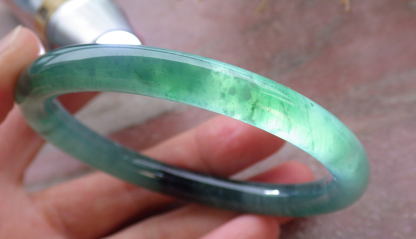 Certified Icy Green Burma 100% Natural A JADE Jadeite Circle Bangle Bracelet 57 mm 手镯 652100 TN