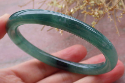 Certified Icy Green Burma 100% Natural A JADE Jadeite Circle Bangle Bracelet 57 mm 手镯 652100 TN