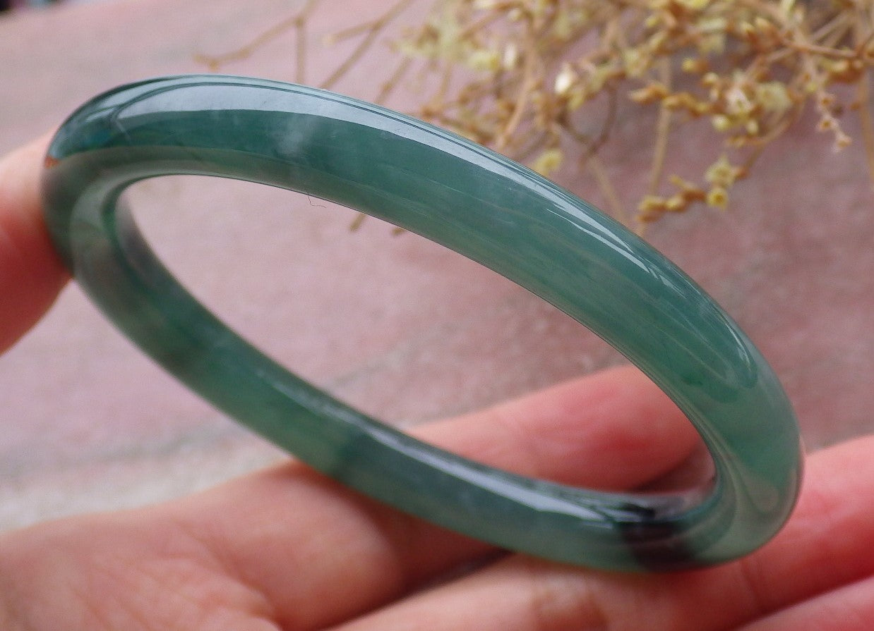 Certified Icy Green Burma 100% Natural A JADE Jadeite Circle Bangle Bracelet 57 mm 手镯 652100 TN