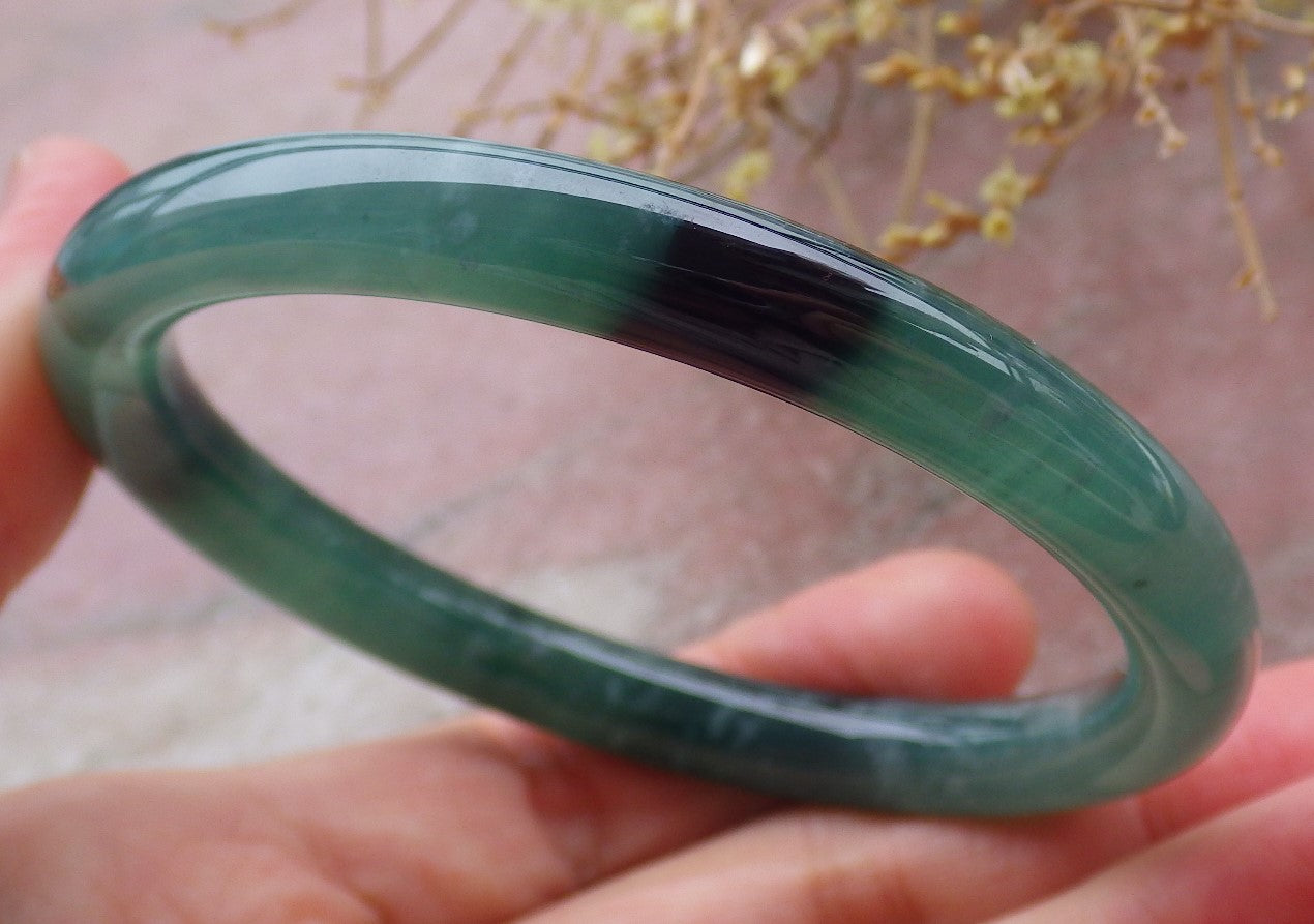 Certified Icy Green Burma 100% Natural A JADE Jadeite Circle Bangle Bracelet 57 mm 手镯 652100 TN