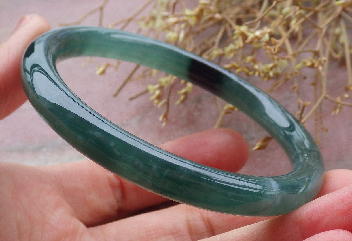 Certified Icy Green Burma 100% Natural A JADE Jadeite Circle Bangle Bracelet 57 mm 手镯 652100 TN