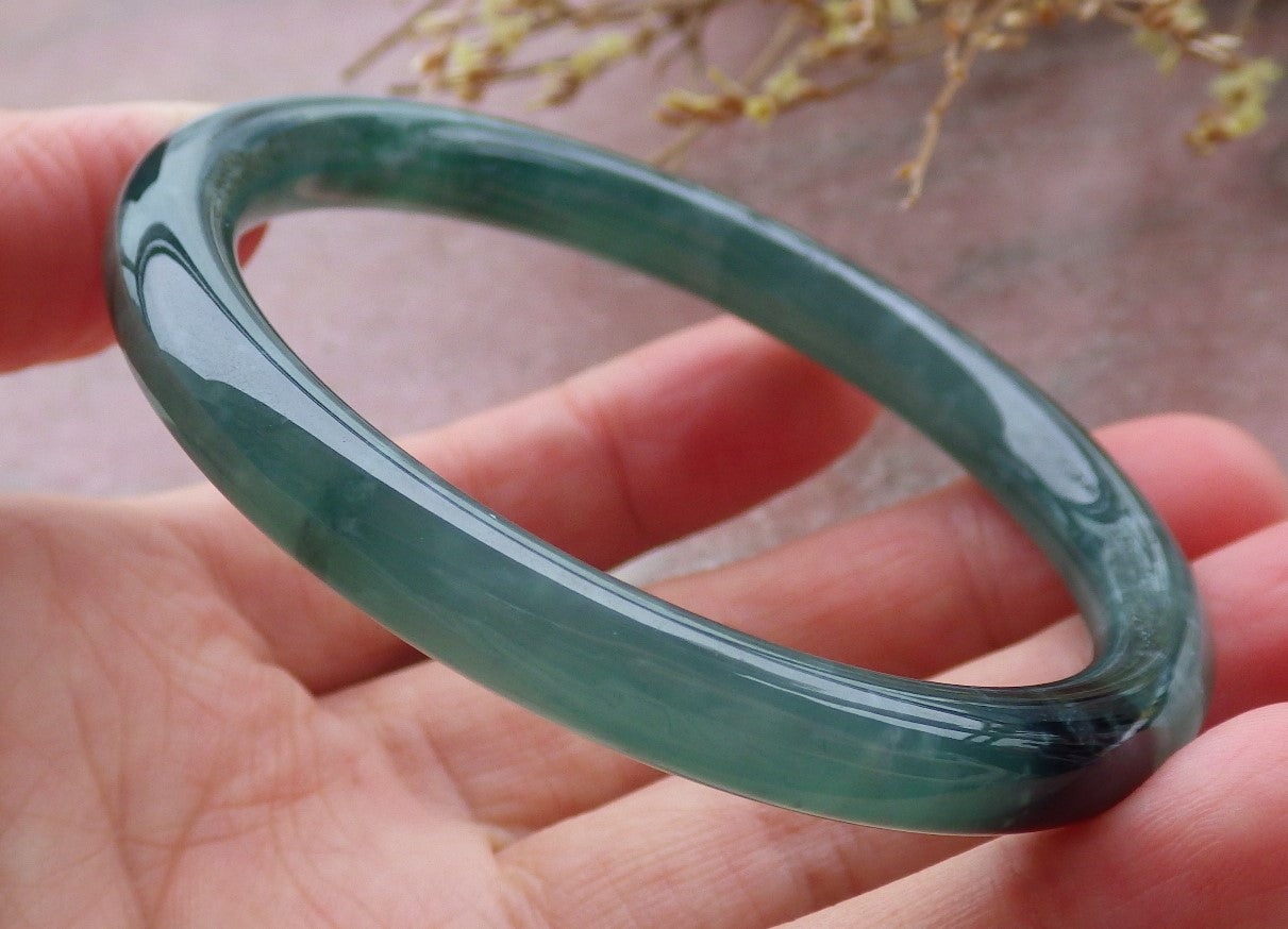 Certified Icy Green Burma 100% Natural A JADE Jadeite Circle Bangle Bracelet 57 mm 手镯 652100 TN