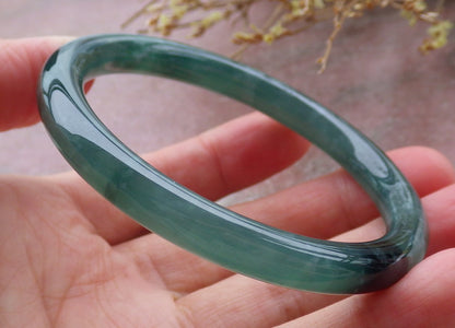 Certified Icy Green Burma 100% Natural A JADE Jadeite Circle Bangle Bracelet 57 mm 手镯 652100 TN