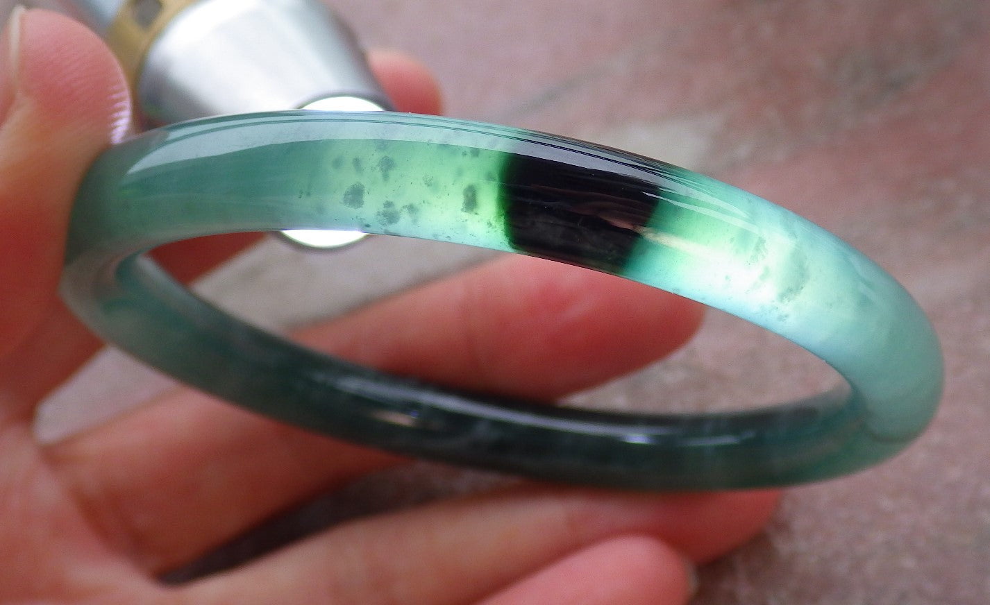 Certified Icy Green Burma 100% Natural A JADE Jadeite Circle Bangle Bracelet 57 mm 手镯 652100 TN