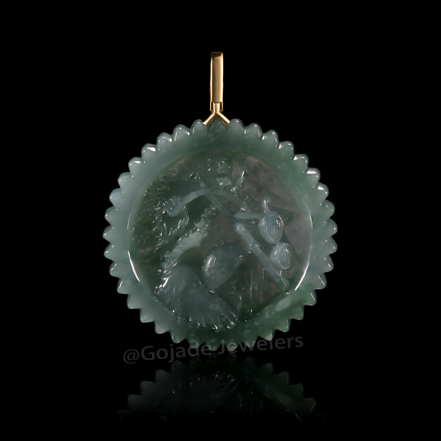 The Ghost Rider Jadeite 100% Natural Burma Jade Jadeite With Certificated (S925 Silver Buckle)