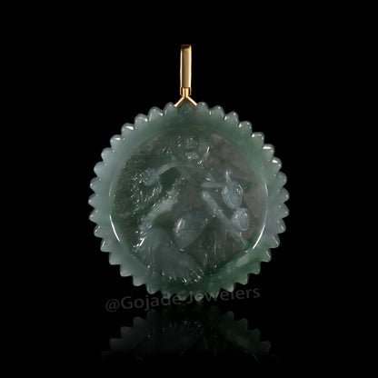 The Ghost Rider Jadeite 100% Natural Burma Jade Jadeite With Certificated (S925 Silver Buckle)