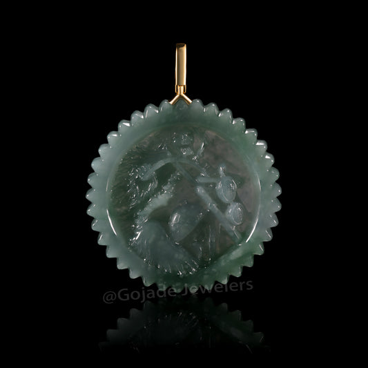 The Ghost Rider Jadeite 100% Natural Burma Jade Jadeite With Certificated (S925 Silver Buckle)