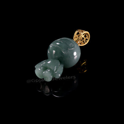 The Big Mouth Monkey Jadeite 100% Natural Burma Jade Jadeite With Certificated (S925 Silver Buckle)