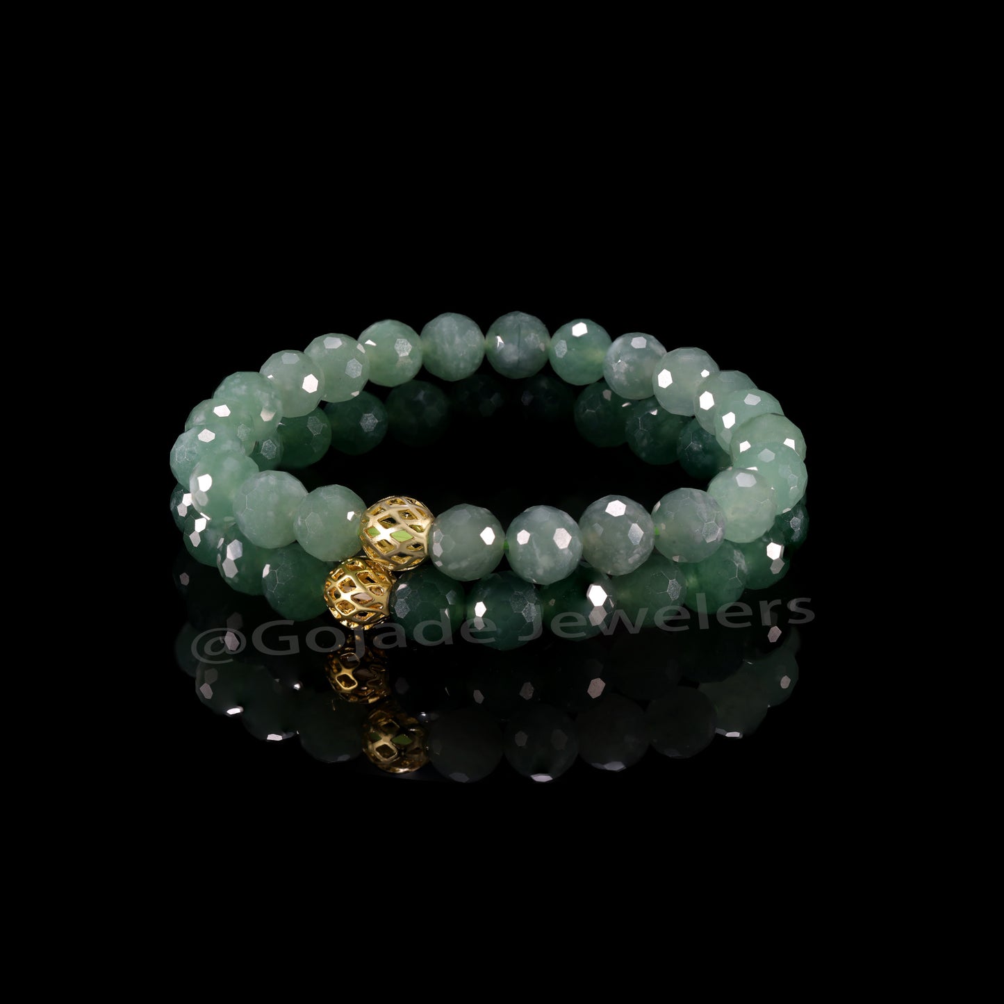 The 100% Natural Blue Diamond Cut Bead Jade Jadeite Bracelet b23