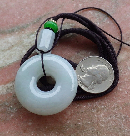 Certified Icy Green Light Lavender 100% Natural A Jade jadeite Pendant Circle Donut Necklace 平安扣 524911  TN