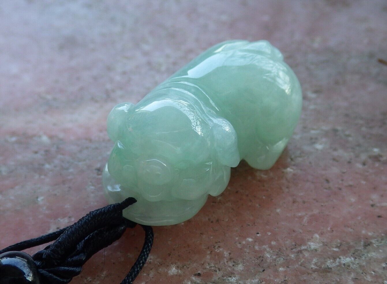 Certified Icy Green 100% Natural A Jade jadeite Pendant Zodiac Pig Boar Money Coin Necklace 发财猪 529296  TN