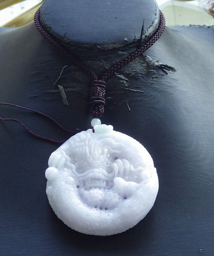 Certified Green Pale Lavender Burma 100% Natural A Jade jadeite Pendant Dragon Mouse Rat Peanut Ruyi Necklace 望子成龙 574350 TN