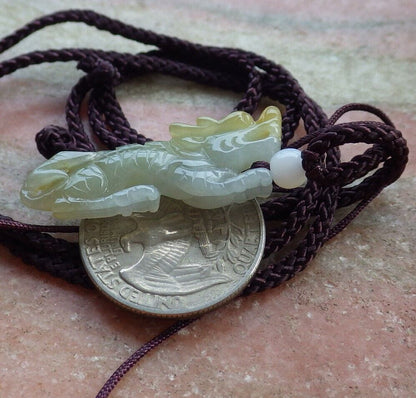 Certified Yellow 100% Natural A Jade jadeite pendant Dragon Necklace 生意兴隆 526193  TN