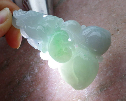 Certified Green 100% Natural A Jade jadeite Pendant Deer Peach Lotus Flower Ruyi Coin Necklace 福禄寿 520730  TN