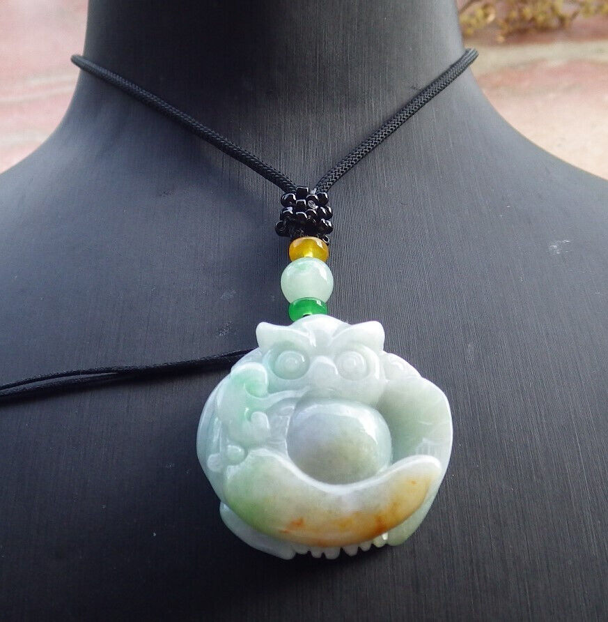 Atestita Verda Flava Birmo 100% Natura A Jadejadeito Penda Strigo Ruyi-Koliero 猫头鹰 632837 TN