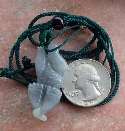 Certified Green Black 100% Natural A Jade jadeite Pendant Zodiac Dog Necklace 发财狗 524241  TN