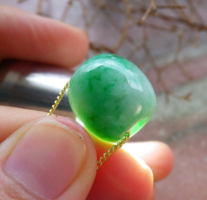 Certified Green 100% Natural A Jade Circle Bead Donut Necklace 路路通 528430  TN