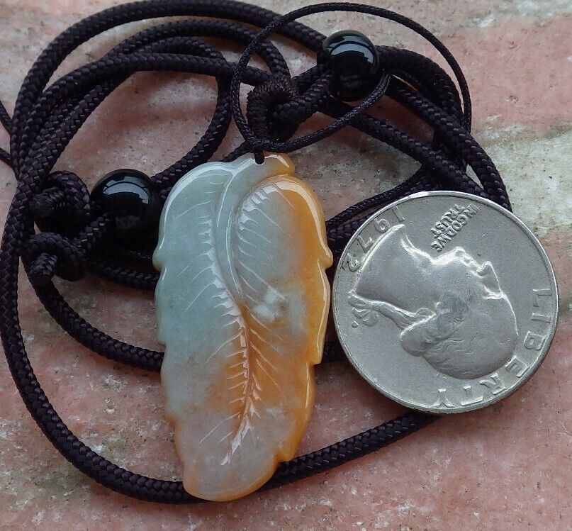 Certified Red 100% Natural A Jade jadeite Pendant Leaf Necklace 事业有成 519679  TN