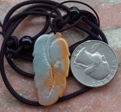 Certified Red 100% Natural A Jade jadeite Pendant Leaf Necklace 事业有成 519679  TN