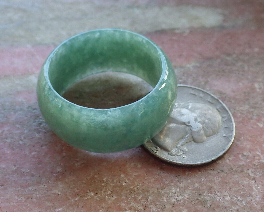 Certified Green Burma 100% Natural A JADE Jadeite Circle RING USA. 14.5 戒指 574862 TN