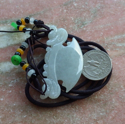 Certified Pale Lavender Green 100% Natural A Jade jadeite Pendant Dragon Axe Necklace 龙斧头 530047  TN