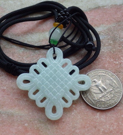Certified Green Burma 100% Natural A Jade jadeite Pendant Knotted Circle Necklace 636935  TN