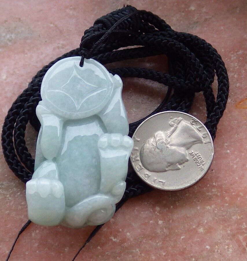Certified Green 100% Natural A Jade jadeite Pendant Dragon Pi Xiu Money Coin Ruyi Necklace 风水貔貅 528138  TN