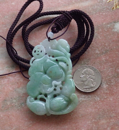 Certified Green Burma 100% Natural A Jade jadeite Pendant Mandarin Duck Phoenix Lotus Flower Coin Necklace 鸳鸯 575098 TN