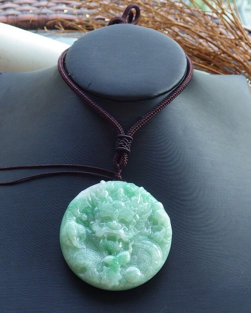 Certified Green 100% Natural A Jade jadeite Pendant Dragon Bead Mouse Rat Necklace 望子成龙 521087  TN