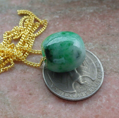 Certified Green Burma 100% Natural A Jade Pendant Circle Bead Donut Necklace 路路通 574932 TN