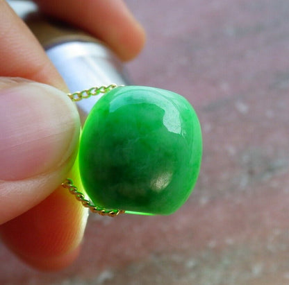 Certified Green Burma 100% Natural A Jade Circle Bead Donut Necklace 路路通 526248  TN