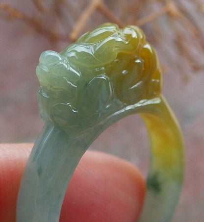 Certified Icy Pale Green 100% Natural A JADE Jadeite Dragon Pi Xiu RING USA. 9 戒指 523520  TN