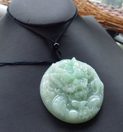 Certified Green 100% Natural A Jade jadeite Pendant Dragon Mouse Rat Bead Necklace 生意兴隆 519966  TN