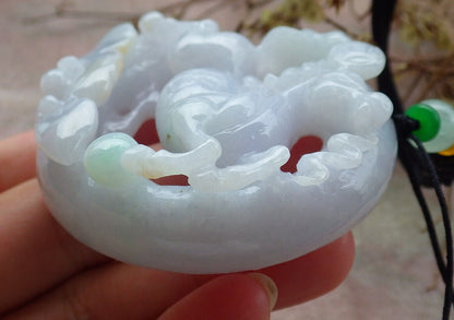 Atestita Verda Pala Lavenda Birmo 100% Natura A Jadejadeito Penda Ĉevalo-Monero Ruyi-Koliero 马到功成 632650 TN