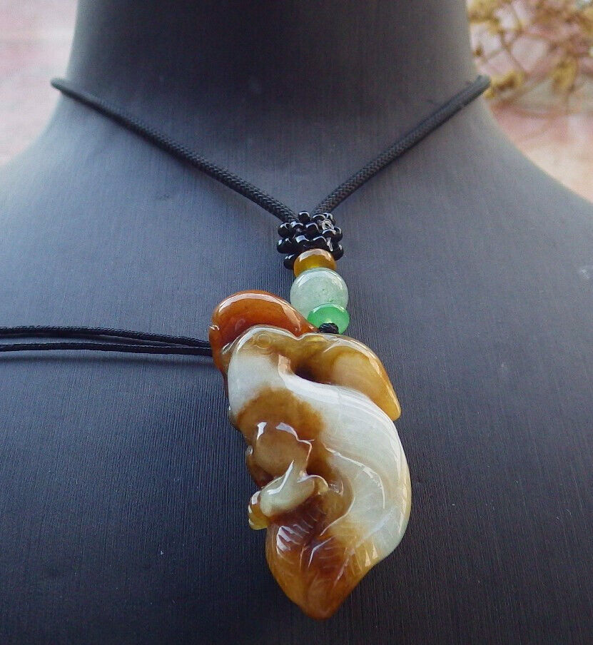 Certified Yellow Burma 100% Natural A Jade jadeite Pendant Phoenix Bird Necklace 凤凰 633176  TN