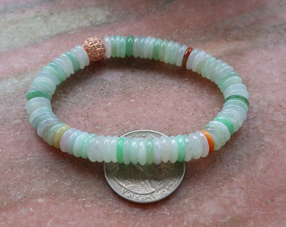 Certified Yellow Green Pale Lavender 100% Natural A JADE Jadeite Bead Beads Bangle Circle Bead Beads Bangle Bracelet 平安扣手链 525015  TN