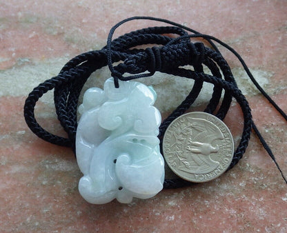 Certified Green 100% Natural A Jade jadeite Pendant Fox Lotus Flower Ruyi Coin Necklace 狐狸 529893  TN