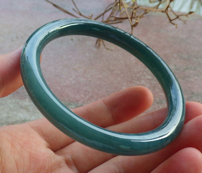 Certified Icy Blue Water Green Burma 100% Natural A JADE Jadeite Circle Bangle Bracelet 57 mm 手镯 634182  TN