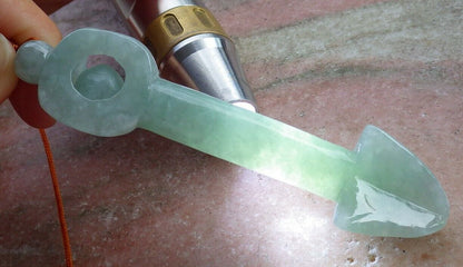 Certified Green 100% Natural A Jade jadeite Pendant Arrow Bead Necklace 箭 520198  TN