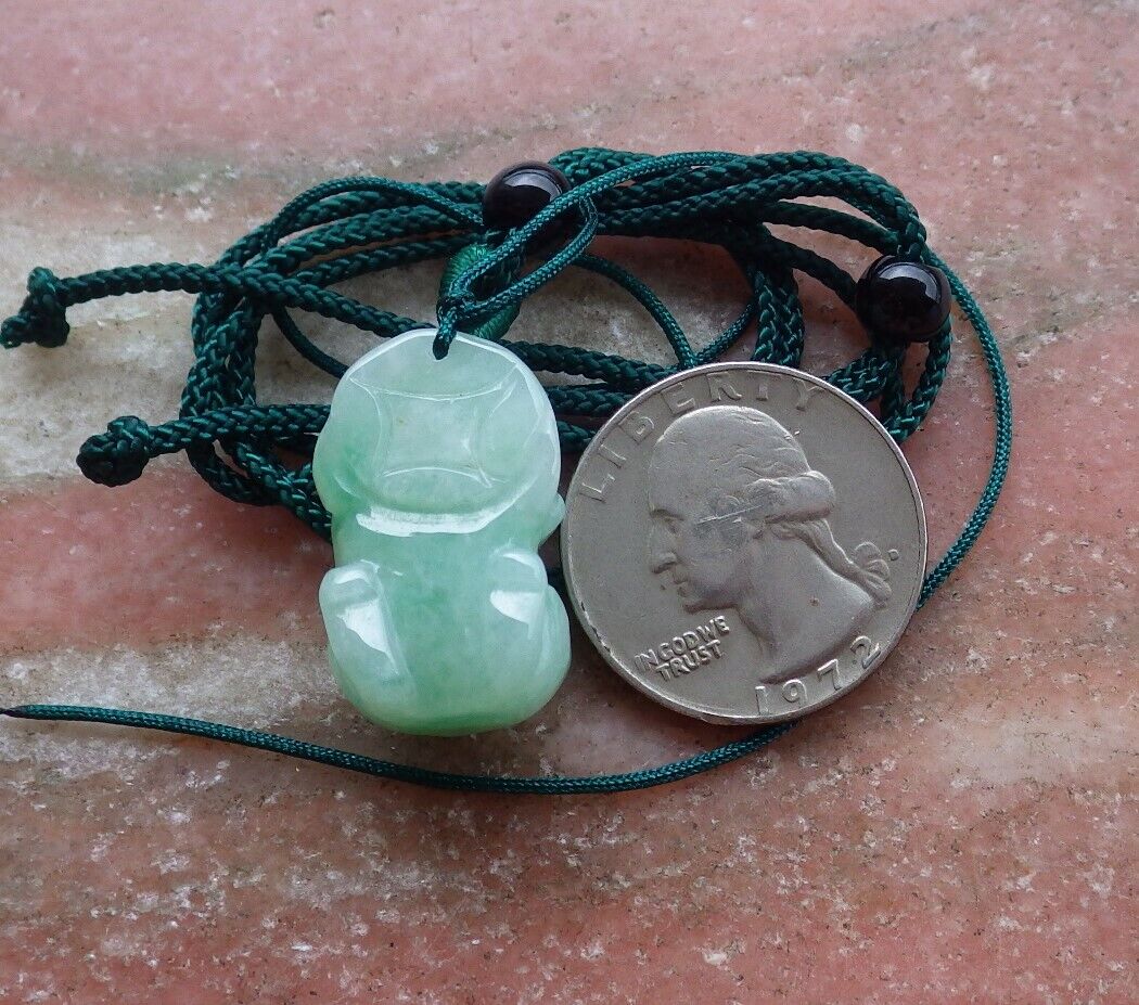 Certified Green 100% Natural A Jade jadeite Pendant Zodiac Pig Boar Money Coin 发财猪 525120  TN
