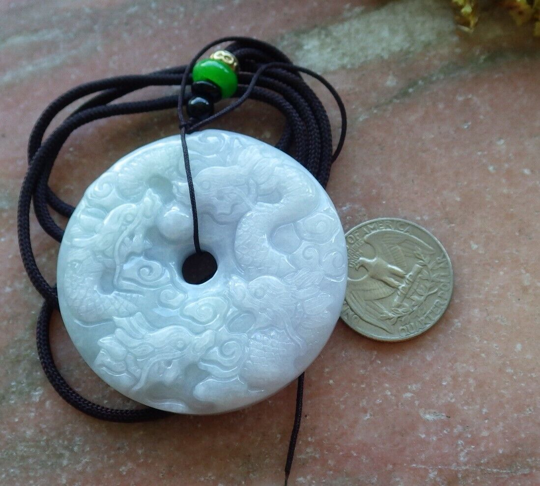 Certified Green Pale Lavender 100% Natural A Jade jadeite Pendant 9 Dragon Spit Bead Circle Necklace 九龙戏珠 523970  TN