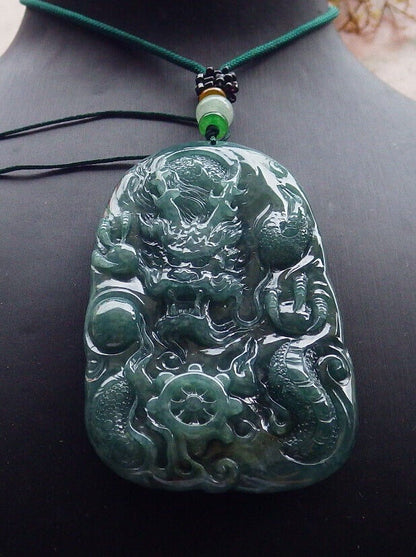 Atestita Glacia Verda Birmo 100% Natura A Jadejadeito Penda Drako-Perlo-Koliero 生意兴隆 634370 TN